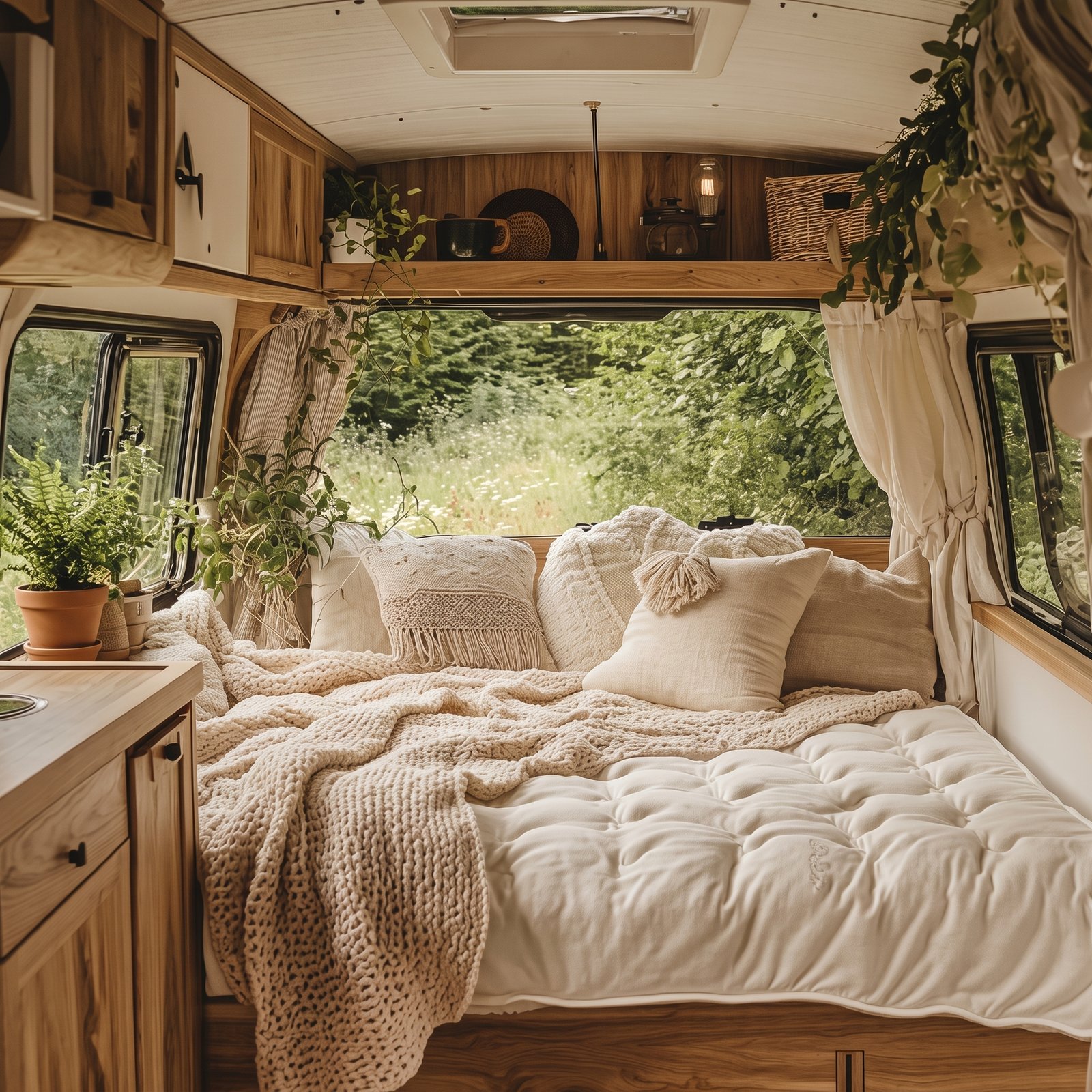 Gemütliches Wohnmobil-Interieur mit Zweite Haut Kissen