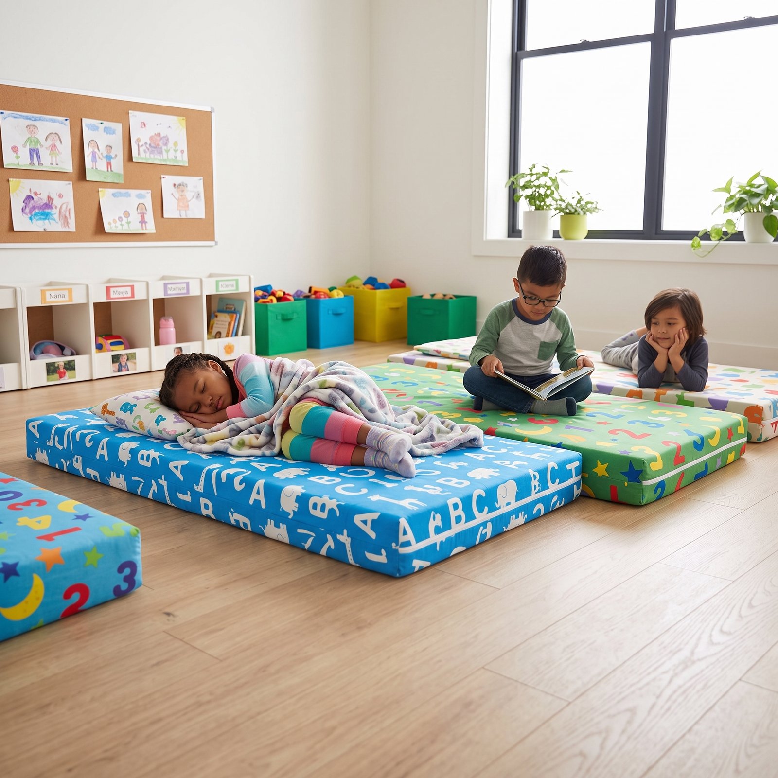 Kindergarten-Ruheraum mit bunten Zweite Haut Schaumstoffmatten