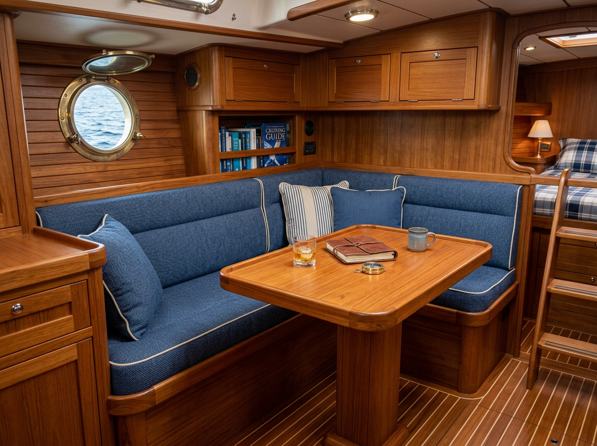 Luxuriöse Yachtkabine mit Zweite Haut Marine-Schaumstoffkissen