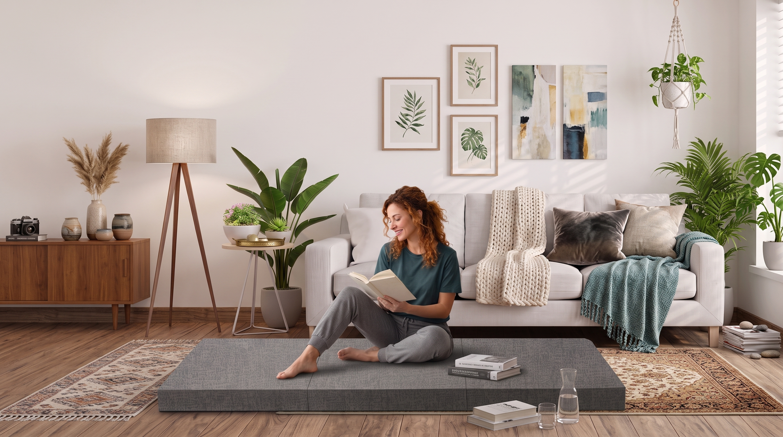 Klappmatratze im Wohnzimmer